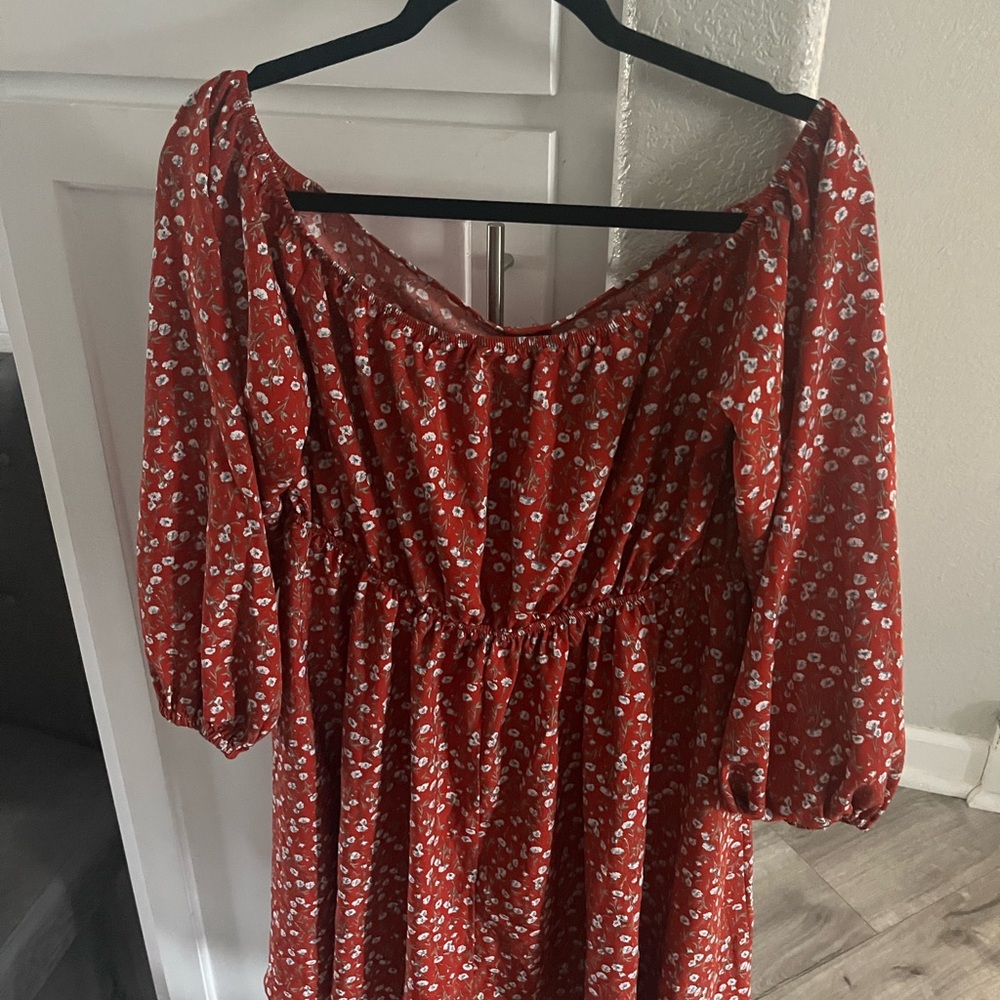 Floral Red Dress